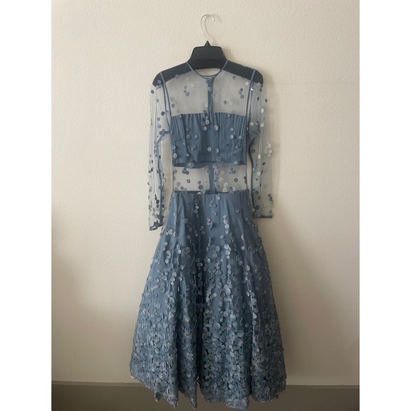 Alexis Veda Blue Floral Applique Sheer Mesh Midi Dress 6DRES02616 Size 00 - Picture 2 of 8